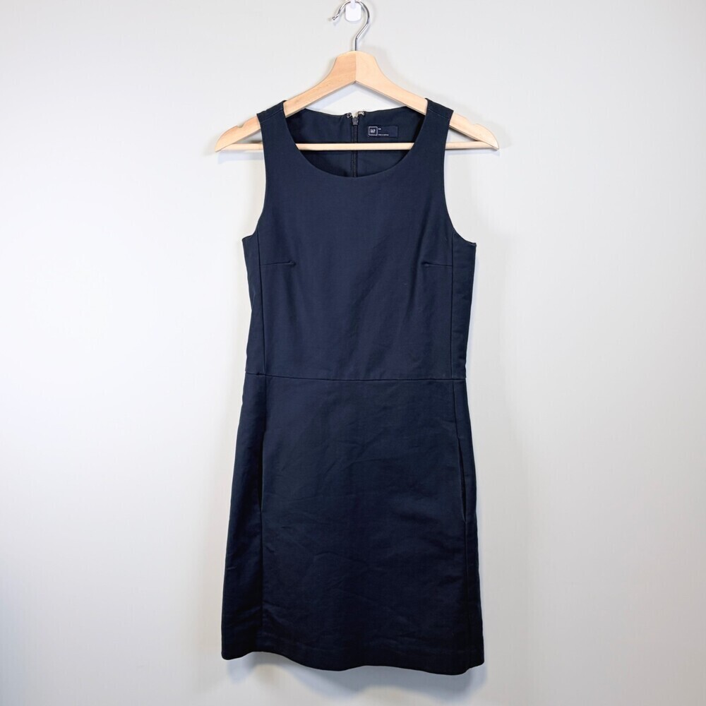 Gap Cotton Shift Dress Pockets Sleeveless Business Casual Blue Women's XS - Picture 2 of 11